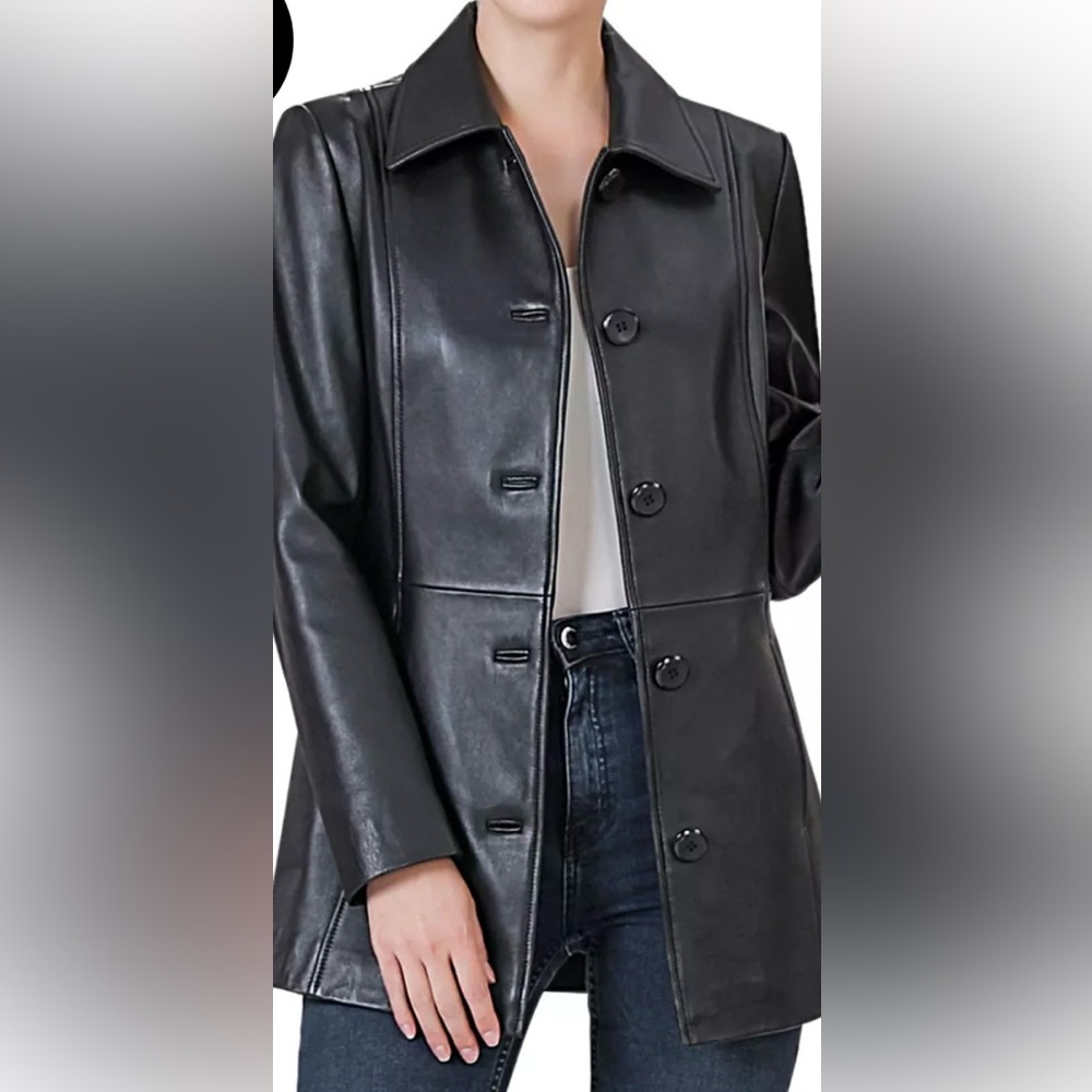 Excelled Collection Leather Coat Jacket Quilted Lining Car Coat Driving Classic
